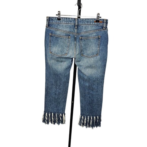 Anthropologie Pilcro  and The Letterpress Hyphen Fringe Bottom Boho Crop Jeans - Picture 4 of 10